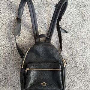 Coach Mini Black Leather Backpack